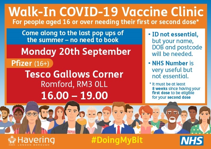 Vax walk in Monday 20 Sep