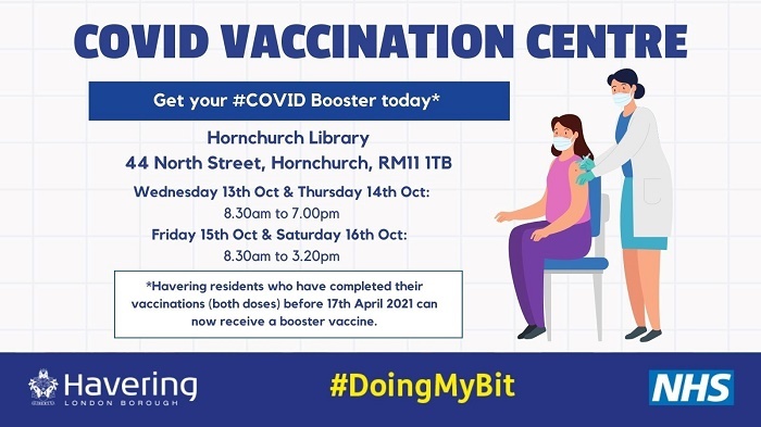 Hornchurch library vaxxes week comm 11 Oct 2021