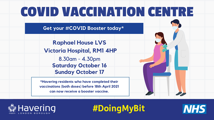 Romford booster vaxxes 16 and 17 October