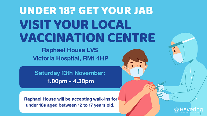 Jabs for 12 -15 year olds Sat 13 Nov