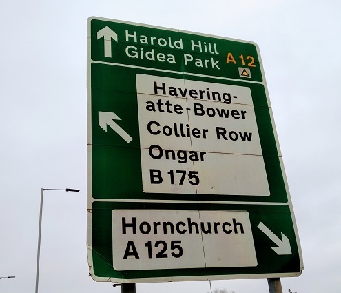 Local road sign on A12 495px