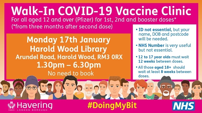 Pop up vax clinic 17 Jan banner