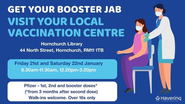 Hornchurch booster clinic 222 and 23 Jan 2022