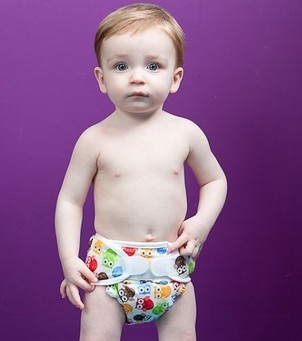 Baby in reusable nappy