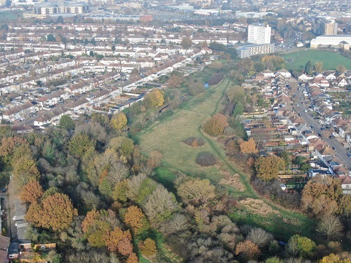 Aerial view of River Rom near YMCA