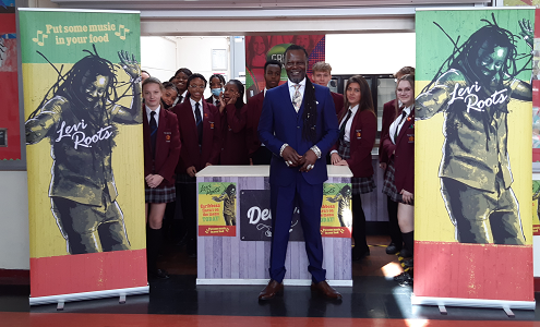 Levi Roots and pupils at Brittons Mar 2022