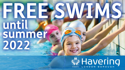 Free swims until summer 2022 banner