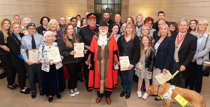 Photo of Civic award recipients  with Mayor, Apr 2022 part 1