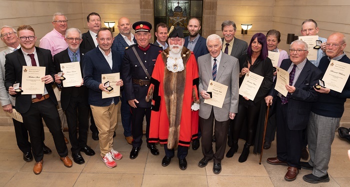 Photo of civic award recipients with Mayor, Apr 2022 part 2