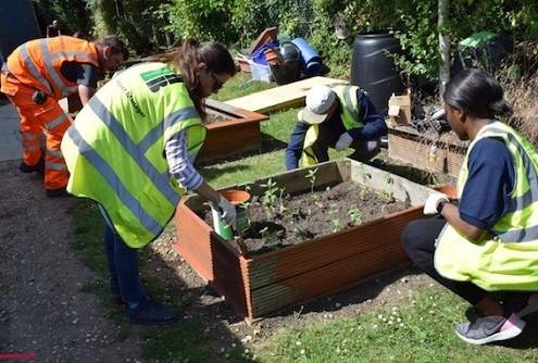 Work in a school garden Wates social value 2022