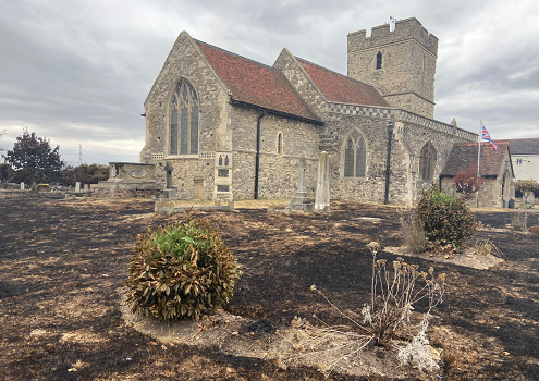 St Mary and St Peter's Church, Wennington after fire 20 July 2022