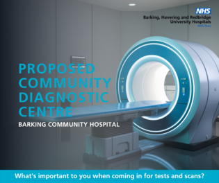 NHS diagnostics consultation banner - with CT scanner