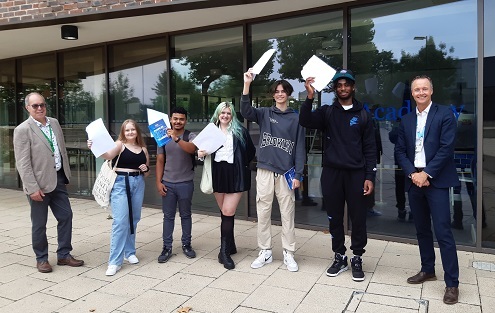 Drapers Academy A level students on results day 2022