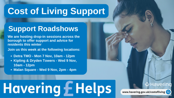 Cost of Living roadshows wc 7 Nov