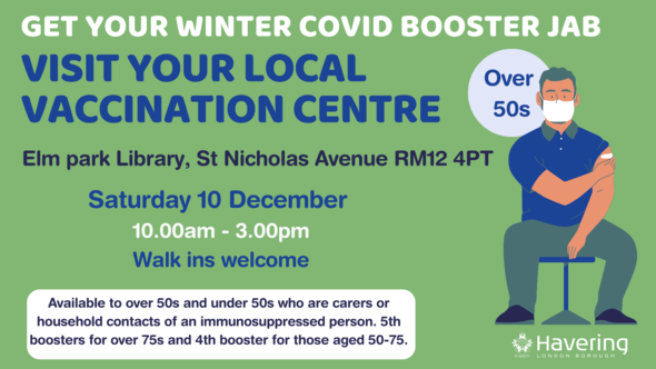 Booster drop in vaccination centre Sat 10 Dec