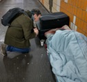 Paul Byrne rough sleeper support worker speaking with a homeless person in Romford