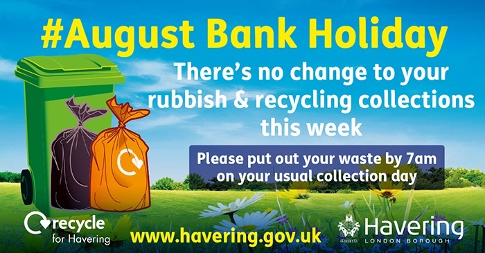Aug Bank holiday waste collection notice infographic