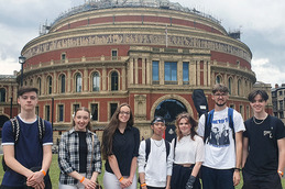Havering Sixth Form Music students at Royal Albert Hall outside