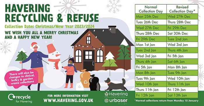 Revised waste collections for Christmas and New Year 2023-24