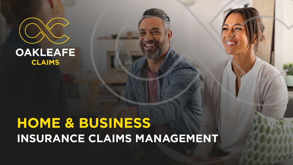 Oakleafe Claims ad - smiling, happy couple at home