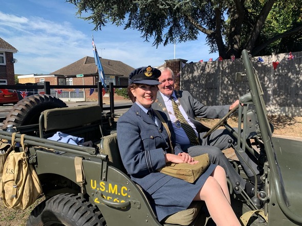 Mayor Cllr Gerry O'Sullivan in a USMC jeep with RAF for the 84th anniversary of the Battle of Britain
