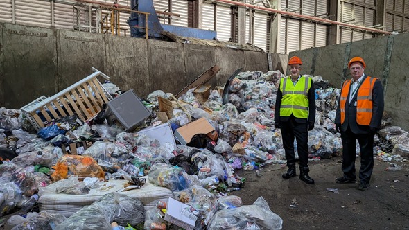 Cllrs Morgon and Mugglestone stood by 1 day's worth of fly-tipping and street rubbish