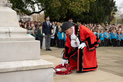 Remembrance Sunday 2024 - Mayor Cllr Gerry O'Sullivan lays a reef