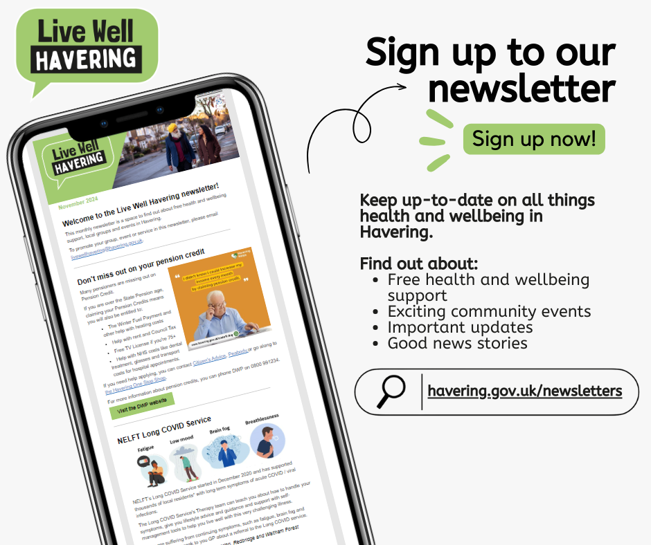 Live Well Havering Newsletter ad