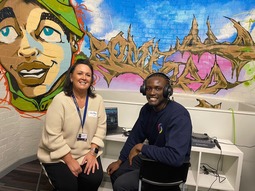 Shirley Jackson, Managing Director, Youth Unity, with Anthony Kilmera, youth worker.