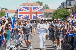Havering Libraries- Local Studies: IL-DIG-16 Olympic Torch in Market Place Romford 2012