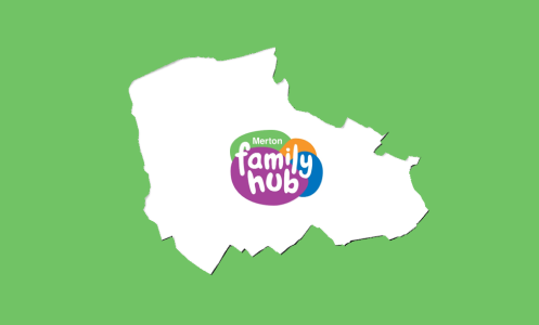 Merton outline with Family Hub logo