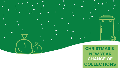 Green graphic for Christmas and New Year Revised rubbish collections