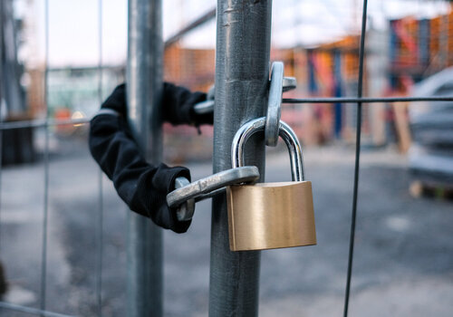 Pad locked outdoor gate