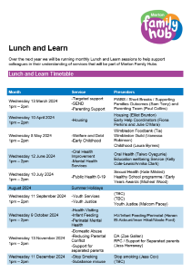 Lunch and Learn timetable 2024