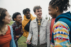 Young people laughing in a group