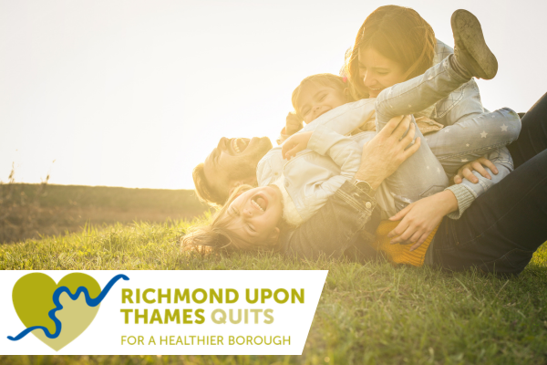 family on the grass with sunlight