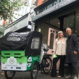 Picture of cargo bike outside Life of Fish in Tooting