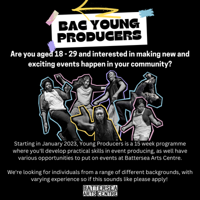 BAC Young producers poster - shows people in the centre (all poster text is in listing)