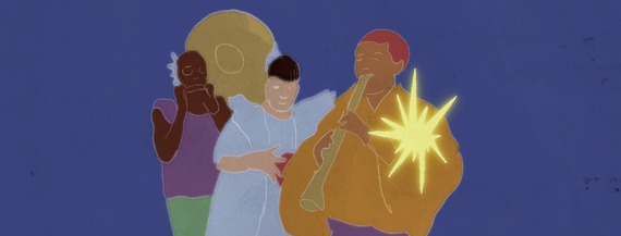 illustration of 3 people playing music