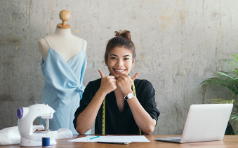 female founder with laptop