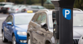 parked cars with parking meter
