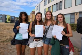Four female students with GCSE results