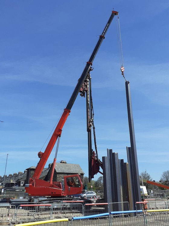 Sheet piling works in progress