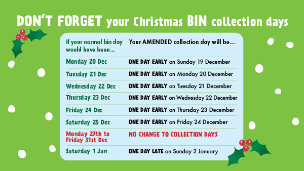 Christmas Bins Collection Dates Calendar