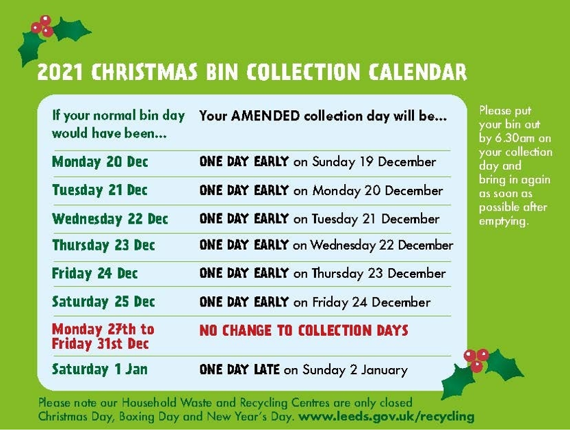 Xmas bin collections