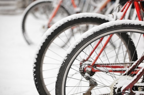 Bikes with snow