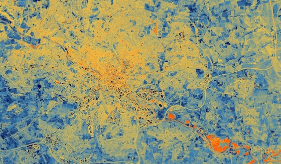 Thermal imaging aerial heat map of Leeds