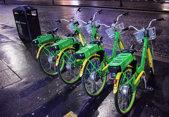 E-bikes lined up for hire