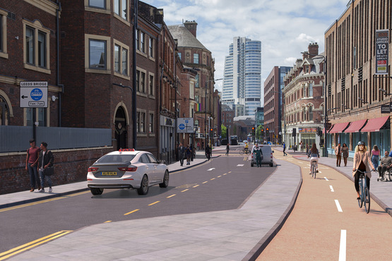 Proposed Call Lane changes image featuring protected cycle lane