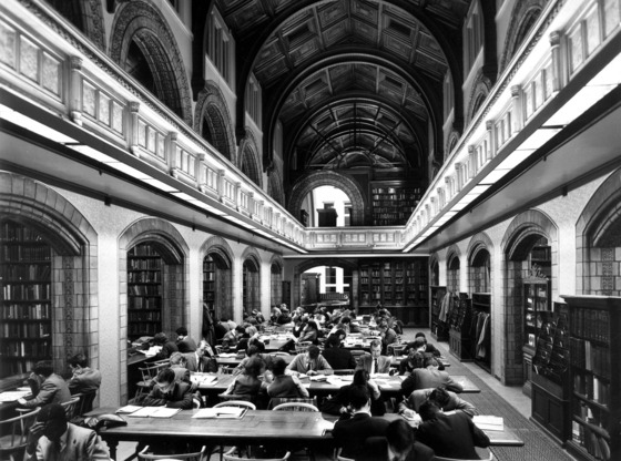 An old black and white photo of the local and family history library